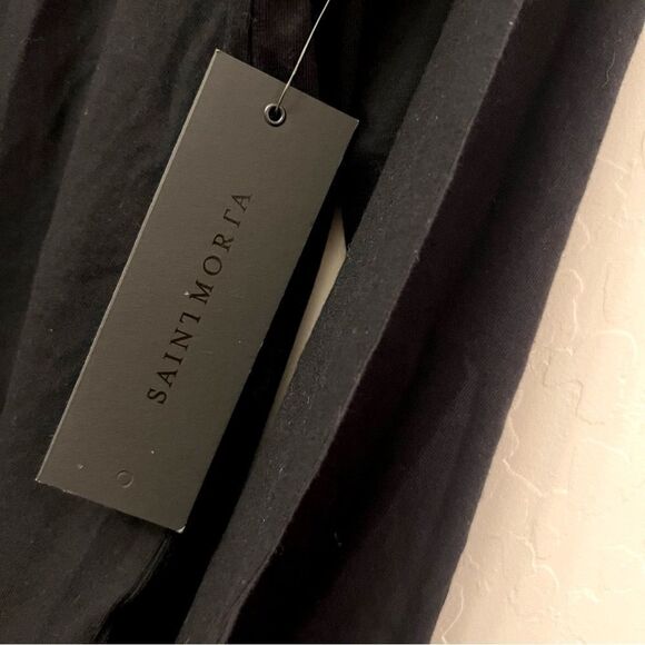 NWT Saint Morta LOGO Black Long Sleeve Crew Neck T-Shirt in Black Size X Large - Picture 5 of 6